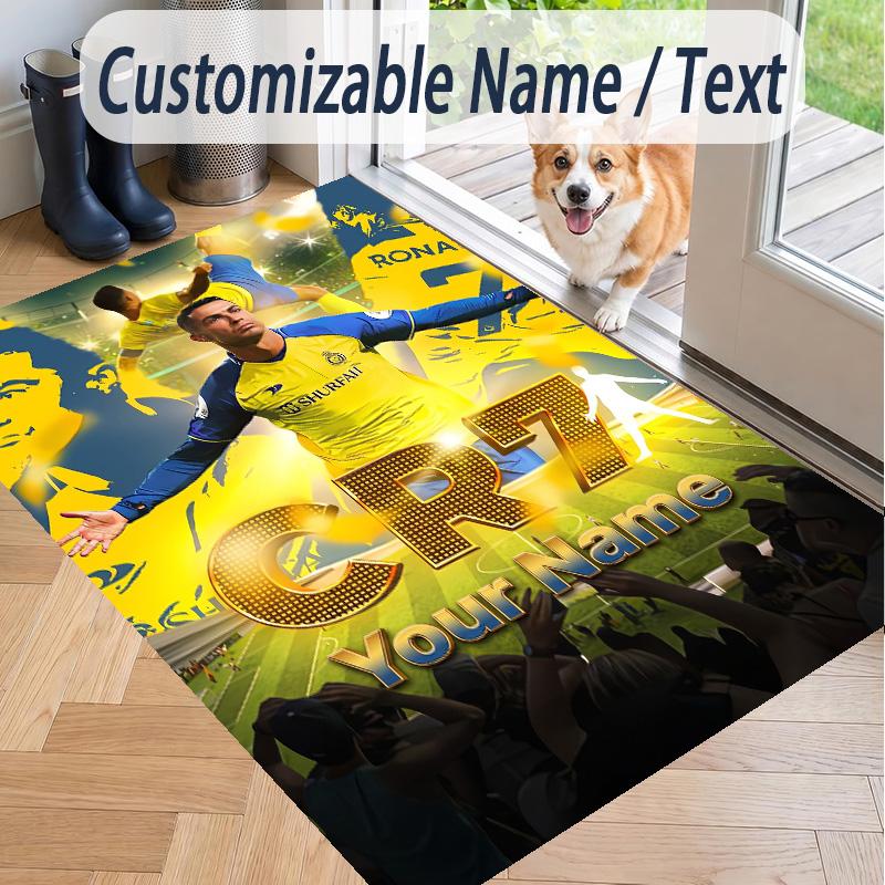 Custom Text Printed Rug Cristiano Ronaldo Non Slip Floor Carpet For Home Room Decor