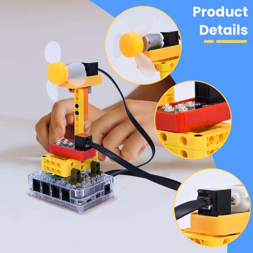 Children's Education STEM Programming Sensor Kit Electronic Building Blocks Smart Fan Kit Motherboard Learning Kit