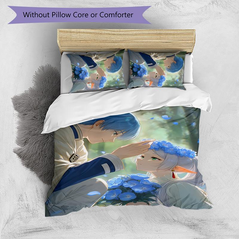 3pcs Frieren Design Cover Set - HD Printed Bedding with 1 Cover and 2 Pillowcases - Perfect for Home and Dorm Decor