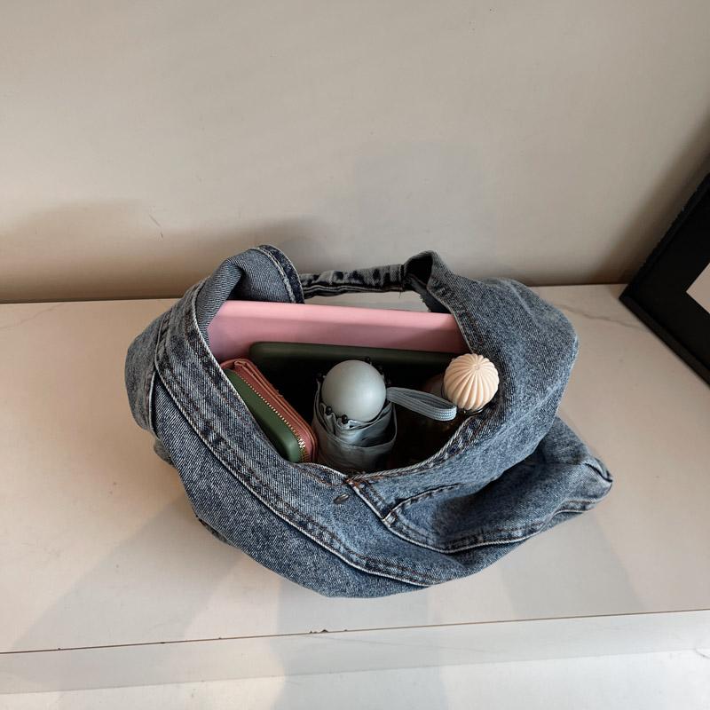 Женская джинсовая сумка-тоут Модная большая сумка через плечо Повседневная холщовая сумка
