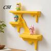 Modern Home Decor Three Layer Wall Mounted Storage Rack, PLA Melting Fluid Design Floating Shelf, Artistic Space Saving Mount Molding Display