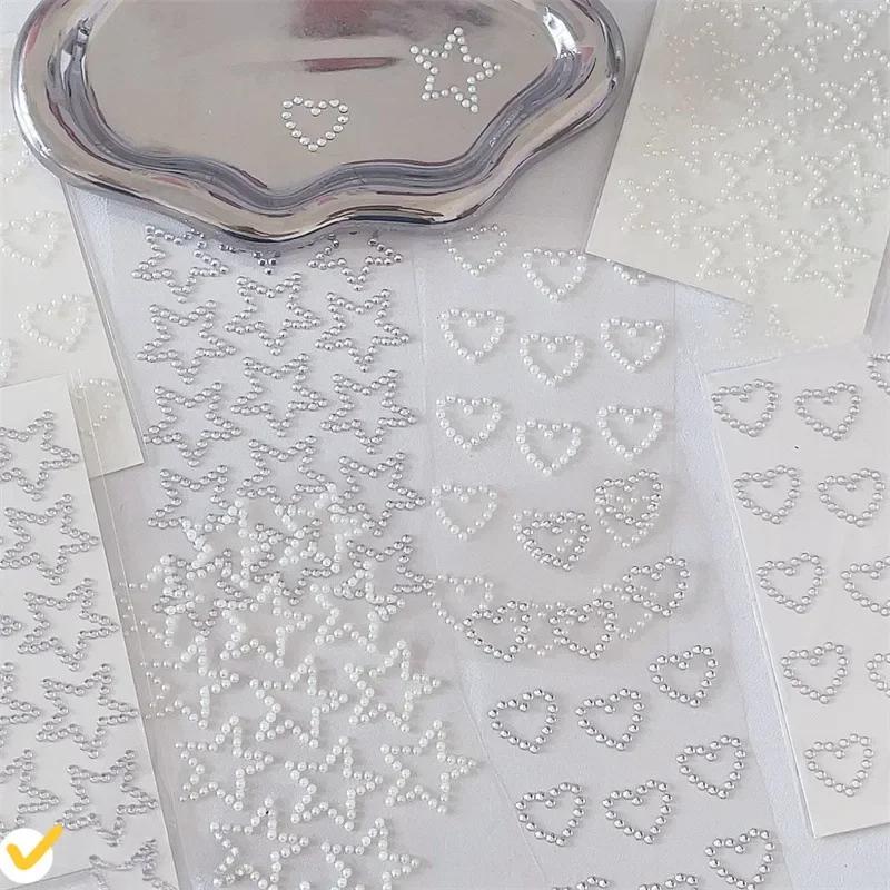 3D Звезда Сердцевидные Жемчуг Кристалл Наклейки Дети DIY Самоклеящиеся Украшения Поделки Блестящие Стразы Канцелярские Наклейки Девочки