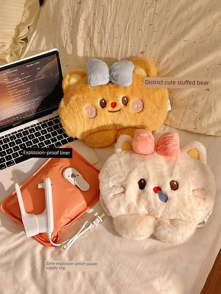 Kitten Hot Water Bag Can Be Inserted Flashlight Hot Water Bag Charging Explosion-Proof Hand Warmer Electric Warming Hand Warmer Stuffed Hot-Water Bag