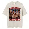 Ограниченная серия Мужские и женские футболки Max Holloway Blessed Retro Washed Мужские и женские Эстетика насилия Оверсайз футболка Летние топы Уличная одежда Футболка