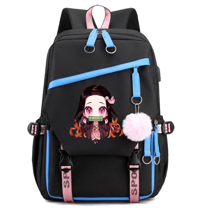 Japan cartoon comics Demon Slayer Large Capacity Backpack for Teenagers and Students USB Interface Laptop Bag 0007 KTB