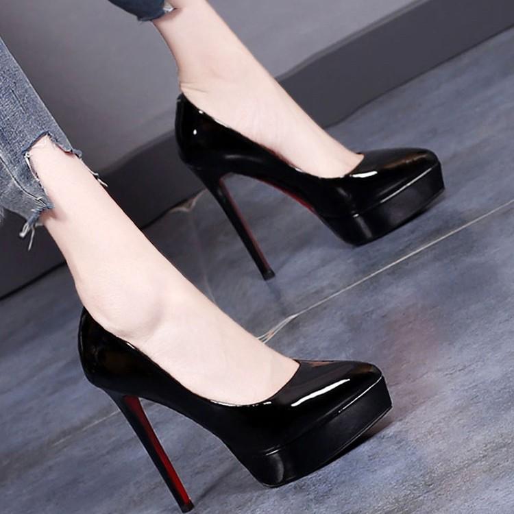 Весна и осень 12 см каблуки тонкие каблуки водонепроницаемые туфли женские лакированные женские туфли 2024 новые весенние и осенние одинарные туфли wo