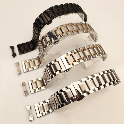 Ремешок из нержавеющей стали, ремешок из нержавеющей стали с пятью бусинами, ремешок для часов с двойной застежкой-бабочкой, аксессуары для часов 12-22 мм
