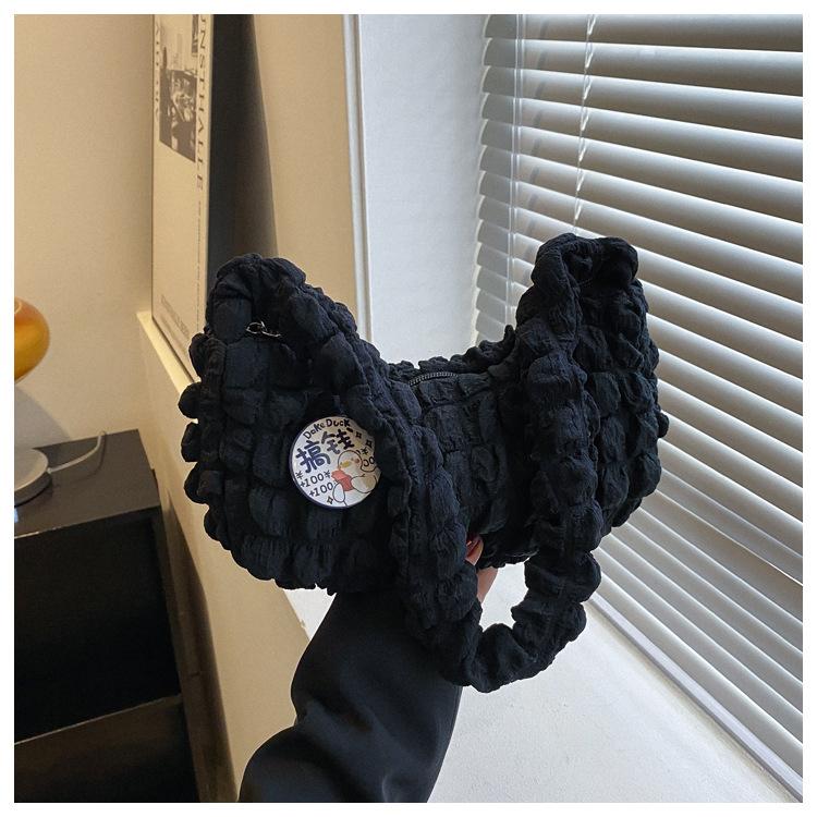 Плиссированная сумка под мышками с облаком, однотонная сумка на плечо, пригородная плиссированная сумка, сумка для покупок, рюкзак с сердечком для девочек