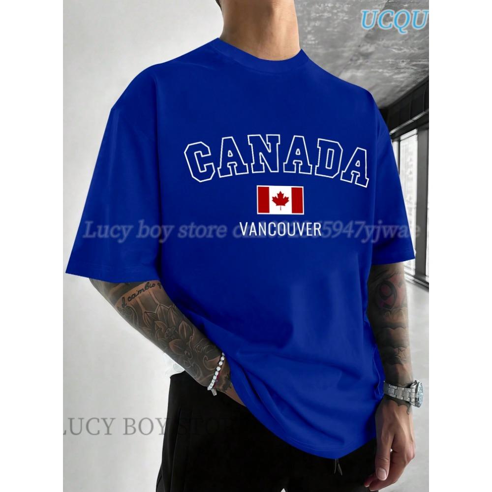 NEW IN Mens CANADA  Flag Printed Short Sleeve T Shirt Man O-Neck Sportwear  Racing Football Tee Vintage Casual Tops Men Clothes