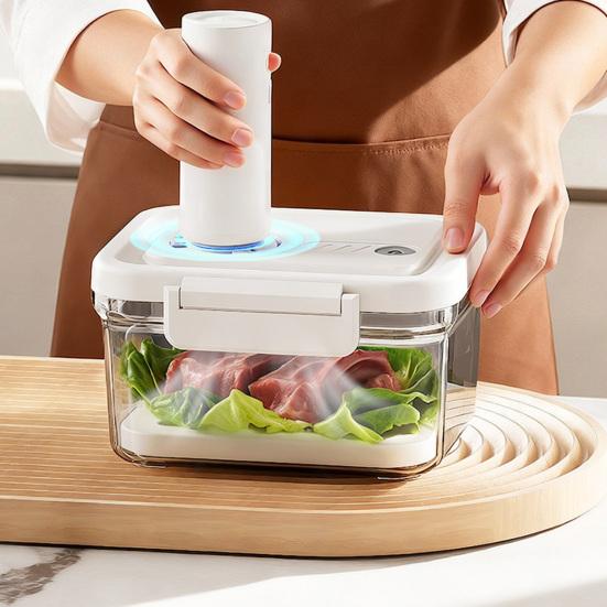 Электрический вакуумный контейнер для еды, герметичный ящик-хрустяшка с ручным насосом, пищевой контейнер без BPA для хранения в холодильнике, для фруктов, овощей и мяса