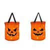 LED Light Halloween Trick Or Treat Bucket Pumpkin Candy Bags Collapsible Halloween Basket For Thanksgiving Party Gift Basket