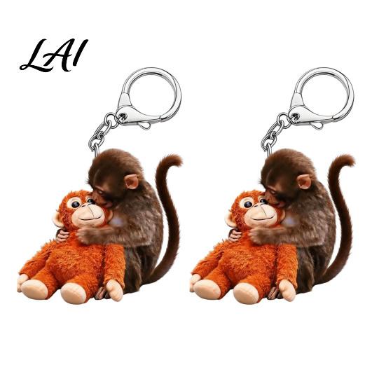 Durable Keychain Charm 2Pcs Punch Monkey Key Chain Pendant Exquisite Workmanship Wear-Resistant