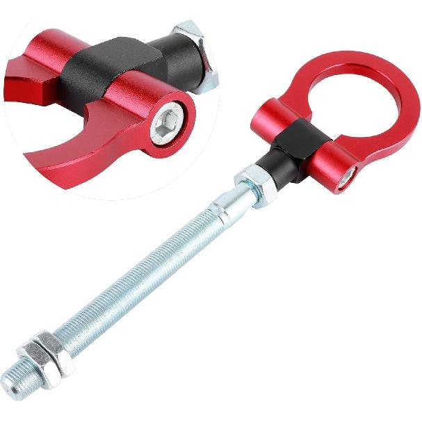 WRX Racing Tow Hook,IS2303 Front Tow Hook Ring Tow Eye Billet Aluminum Red Tow Hook for BRZ/Impreza/WRX/STi(Red)