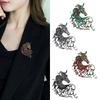 Vintage Rhinestone Horse Head Brooches Casual Metal Badge Pin Zodiac Animal Pins  for Women