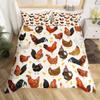 Cute Chicken Duvet Cover King Queen Colorful Rooster Bedding Set Farm Animal Comforter Cover Funny Rustic Farmhouse Quilt Cover