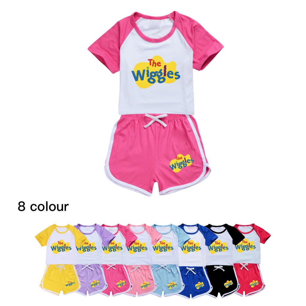 5671 Kids Boys Girls The Wiggles Print Outdoor T-shirt Shorts Tracksuit 2pcs/Sets