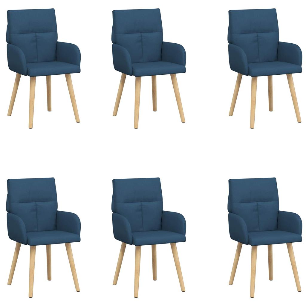 Dining Chairs 6 pcs Fabric Blue 60 x 56 x 96 cm