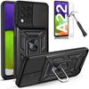 Protective Case - PROSHOP - for Samsung A22 4G - Rigid - Black - Army Style - 2 Tempered Glasses