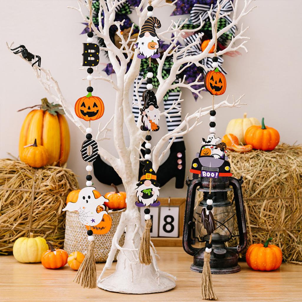 Halloween Hanging Home Party Ghosts Festival Decorative Bead Strings Witch Pumpkin Bats Pendants