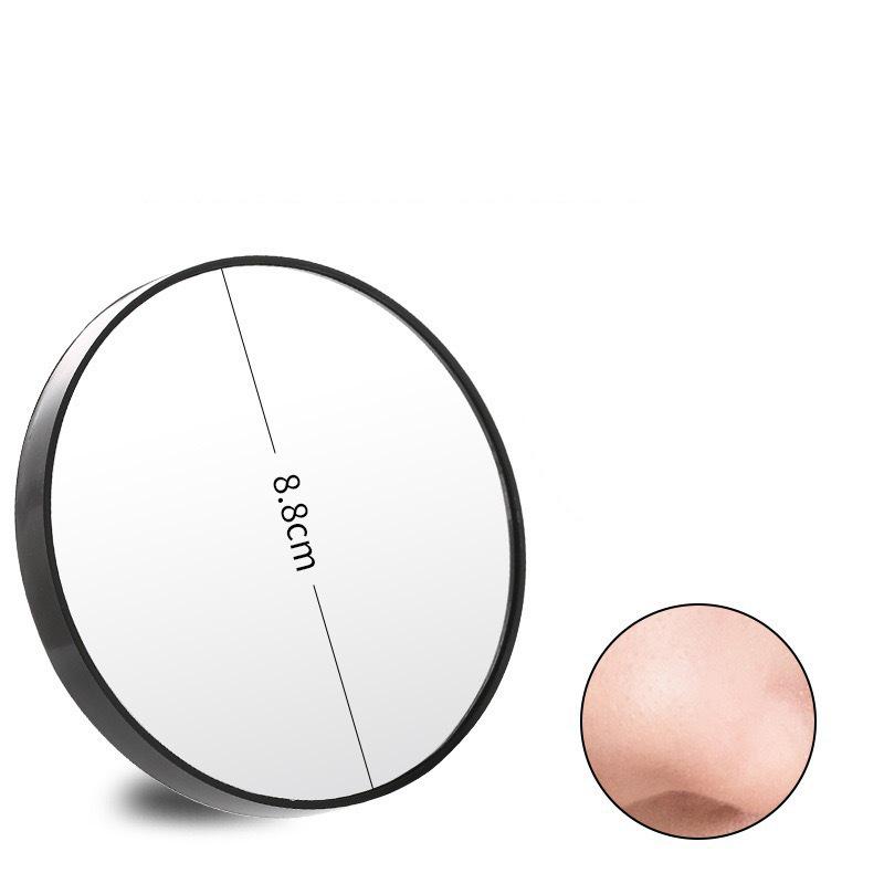 В наличии: 5x Зеркало для макияжа с двойной присоской и увеличением - Улучшает видимость пор, черных точек и прыщей; Идеально для придания формы бровям.