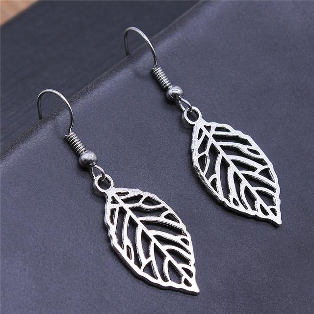 Винтажные простые старинные серебряные серьги-подвески в виде ветки клевера для женщин и девушек в подарок