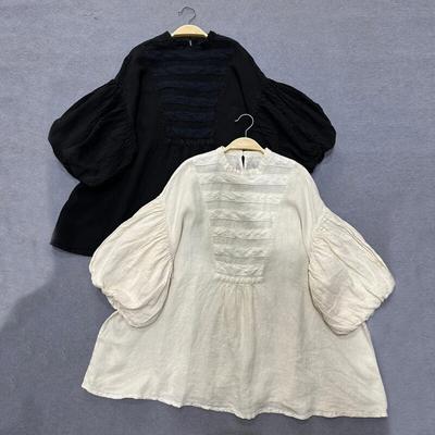 Японские высококачественные блузки, летние кружевные свободные винтажные рубашки в стиле суда с рукавами-фонариками для женщин