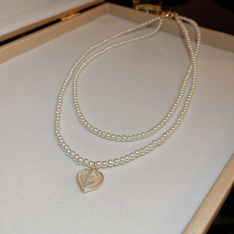 Французское ретро-колье с жемчужным цветком и надписью «Любовь», стильная цепочка на ключицу, подчеркивающая индивидуальность, украшение.