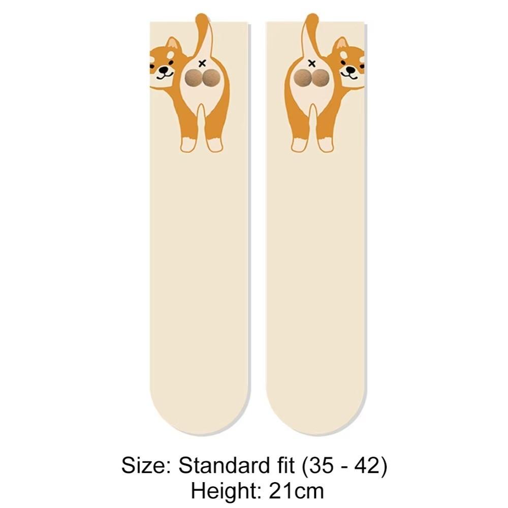 Влагоотводящие носки средней длины с рисунком кота и яйца, носки для пар, удобные хлопковые носки
