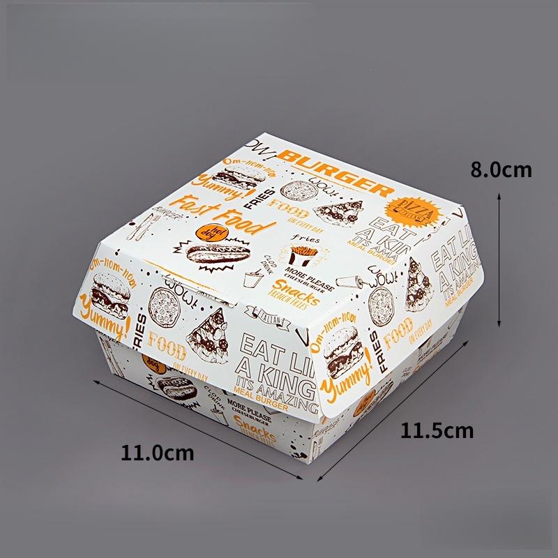 50/100 шт. Утолщенная и жиронепроницаемая коробка для упаковки бургеров Одноразовая коробка для бургеров Пищевой класс Коробки для фаст-фуда на вынос