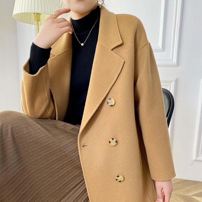 Женское пальто из 100% шерсти TIDENOVEL Осеннее шерстяное длинное пальто Ручной работы Пальто-бушлат Зимняя теплая шерстяная длинная куртка Пальто