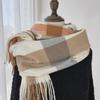 2022 Women's Plaid Scarf: Korean Style, Autumn/Winter, Imitation Cashmere, Tassel Shawl, Thick & Warm.