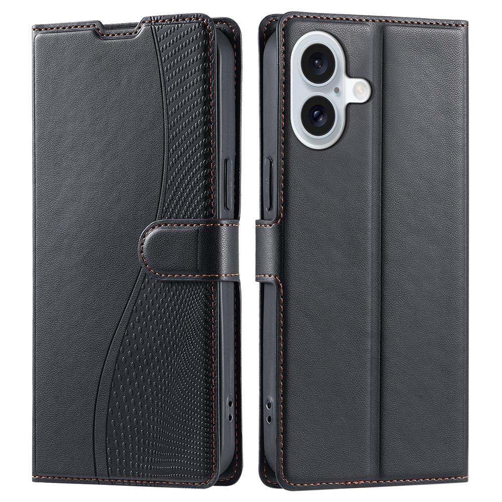 For iPhone 16 Plus Case Dots Imprinted PU Leather Flip Phone Cover with Card Slot,Strap