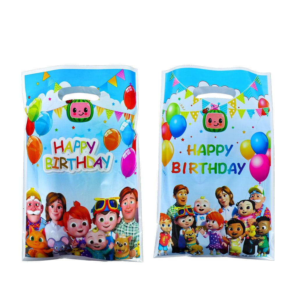 10/20pcs Cocomelon Gift Bags Goodie Bags Loot Bag Birthday Party Favors Supplies Decoration Chocolate Cookies Candy Bag