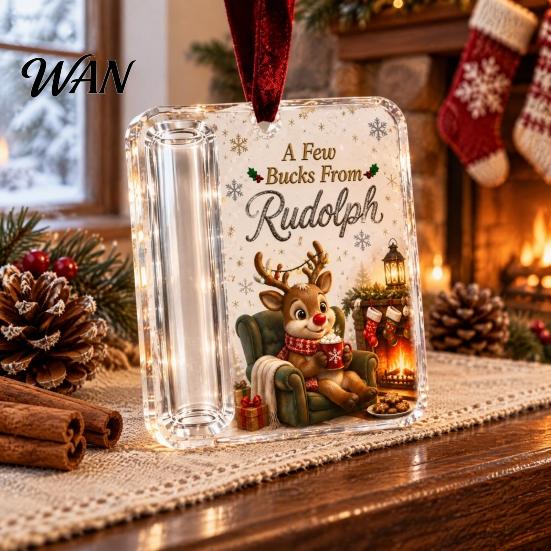 Holiday Money Holder for Kids Christmas Cash Ornament, Acrylic Holder, Box Hanging Decoration Xmas Tree, Stocking Stuffer, Creative Gift Ideas