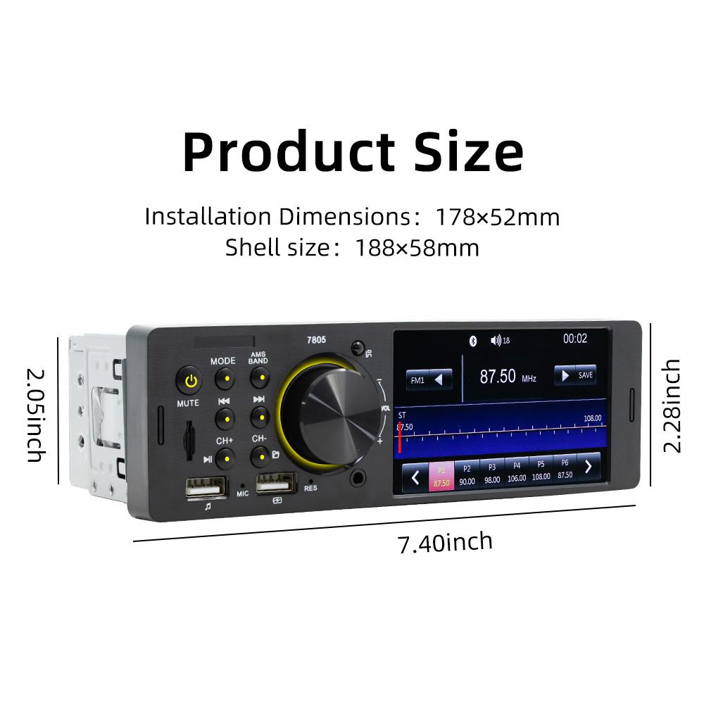 4,1-дюймовый автомобильный стереоплеер Single Din BT MP5 плеер FM-радиоприемник с поддержкой TFUDisk-воспроизведения USB