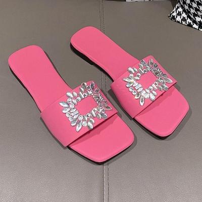 Летние тапочки для женщин, шлепанцы, балетки, новые плиссированные корейские тапочки, женские сандалии, зеленые туфли без застежек, большой размер 36-43