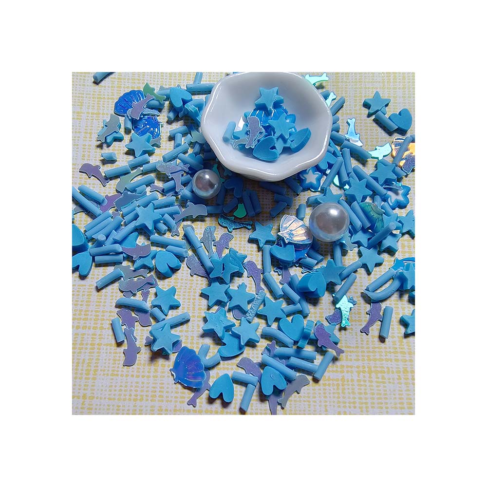 2024 New Slime Fillers Soft Polymer Clay Blue Fish Star Sprinkles Mixed Acrylic Pearl Beads Fit Nail Craft Slime Toys