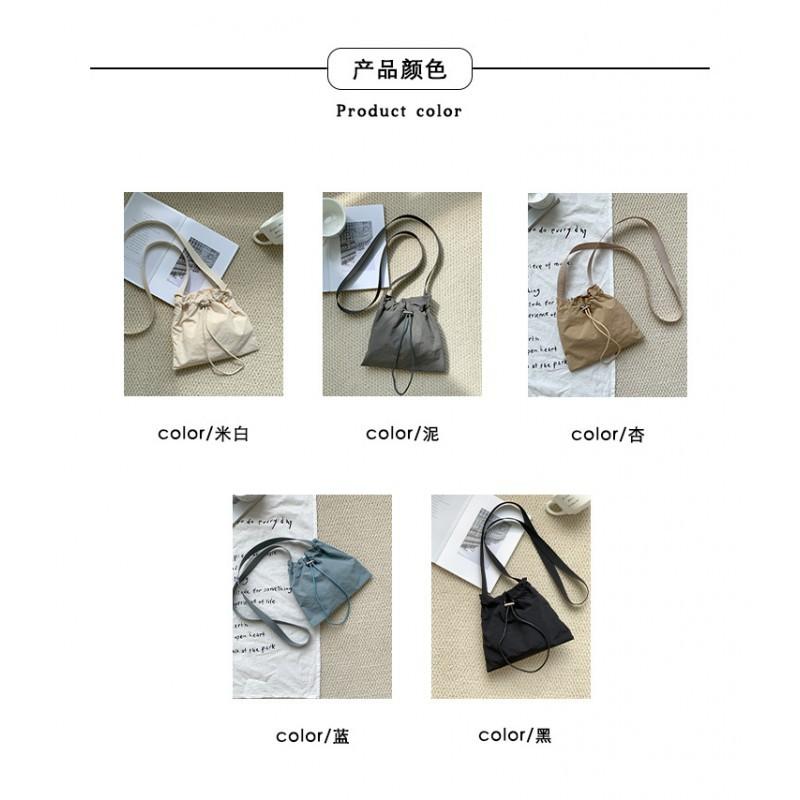 Korean Style Ins Personalized Casual Drawstring Nylon Cross-body Small Bag Women's All-matching Simple Lightweight Mini One-shoulder Cloth