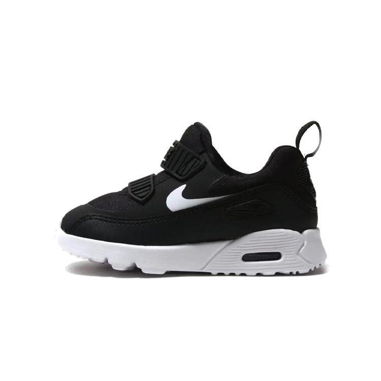 Nike Air Max Tiny 90 Тканевые Низкие Кроссовки Для Малышей Черно-Белые Для Младенцев И Малышей 881924-007