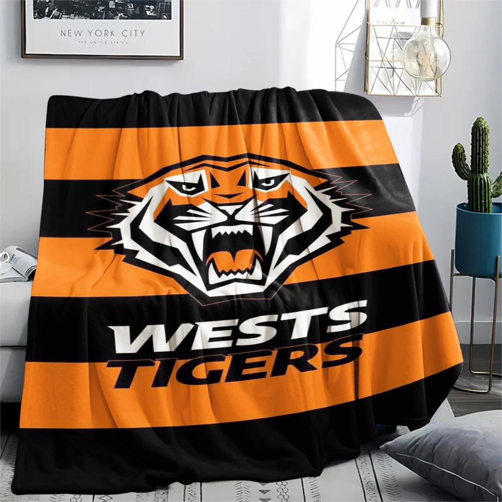 1Pc Wests Tigers Print Flannel Blanket High Quality Warm Comfortable Cover for All Seasons Perfect for Gifts Home Decor