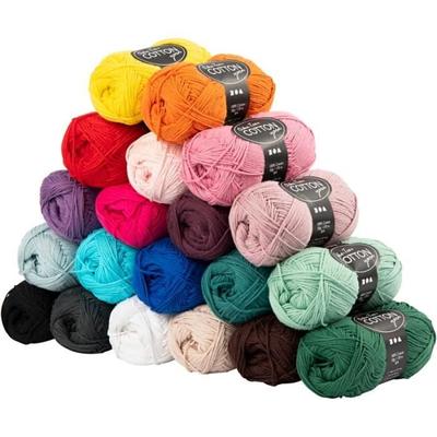 Ассортимент клубков хлопковой пряжи - 50 г - Хлопок Oeko-Tex - 20 шт.