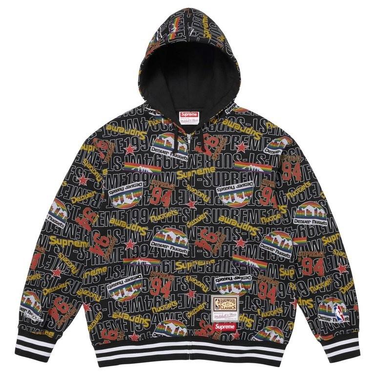 Supreme Черная толстовка с капюшоном на молнии X Mitchell & Ness Teams
