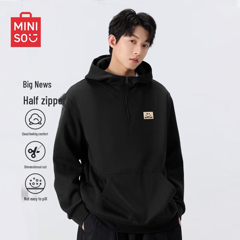MINISO Men's Autumn Half-Zip Hooded Pullover