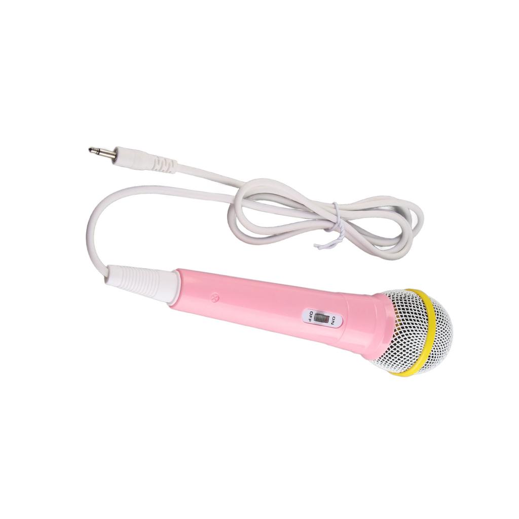Kids Wired Microphone 3.5mm Plug Low Distortion Portable Music Toy Children Singing Mic for Karaoke Family Party Pink