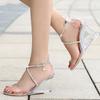 New Pvc Crystal Wedge 8cm Open Toe Sexy Women 'S Large Size High -Heeled Sandals Women 'S Transparent Shoes
