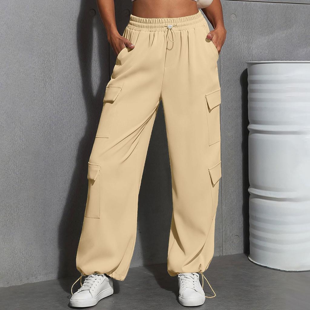 Women's Fashion Sport Solid Color Pocket Casual Sweatpants Pants