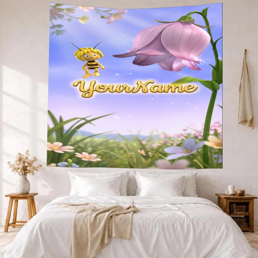 Biene Maja Custom Your Name Wall Decor Tapestry Art For Pet Memorial Birthdaywedding Party Backdrop Family Gift