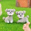 Yousheng 4 Pcs Miniature Puppy Figurines Mini Schnauzer Ornament Car Dashboard Decor Resin Dog Statue for Fairy Garden Bonsai Office Desk