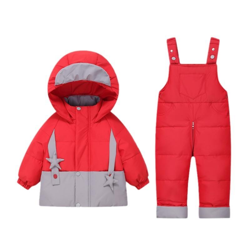 Детский пуховик, комплект из двух частей, для мальчиков и девочек 1-5 лет, зимний толстый пуховик