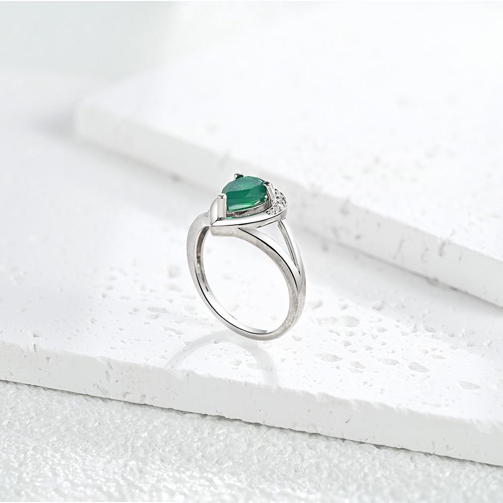 Легкий роскошный комплект колец и серег из стерлингового серебра 925 пробы, натуральный зеленый агат, драгоценный камень, подарок для дня рождения, вечеринки